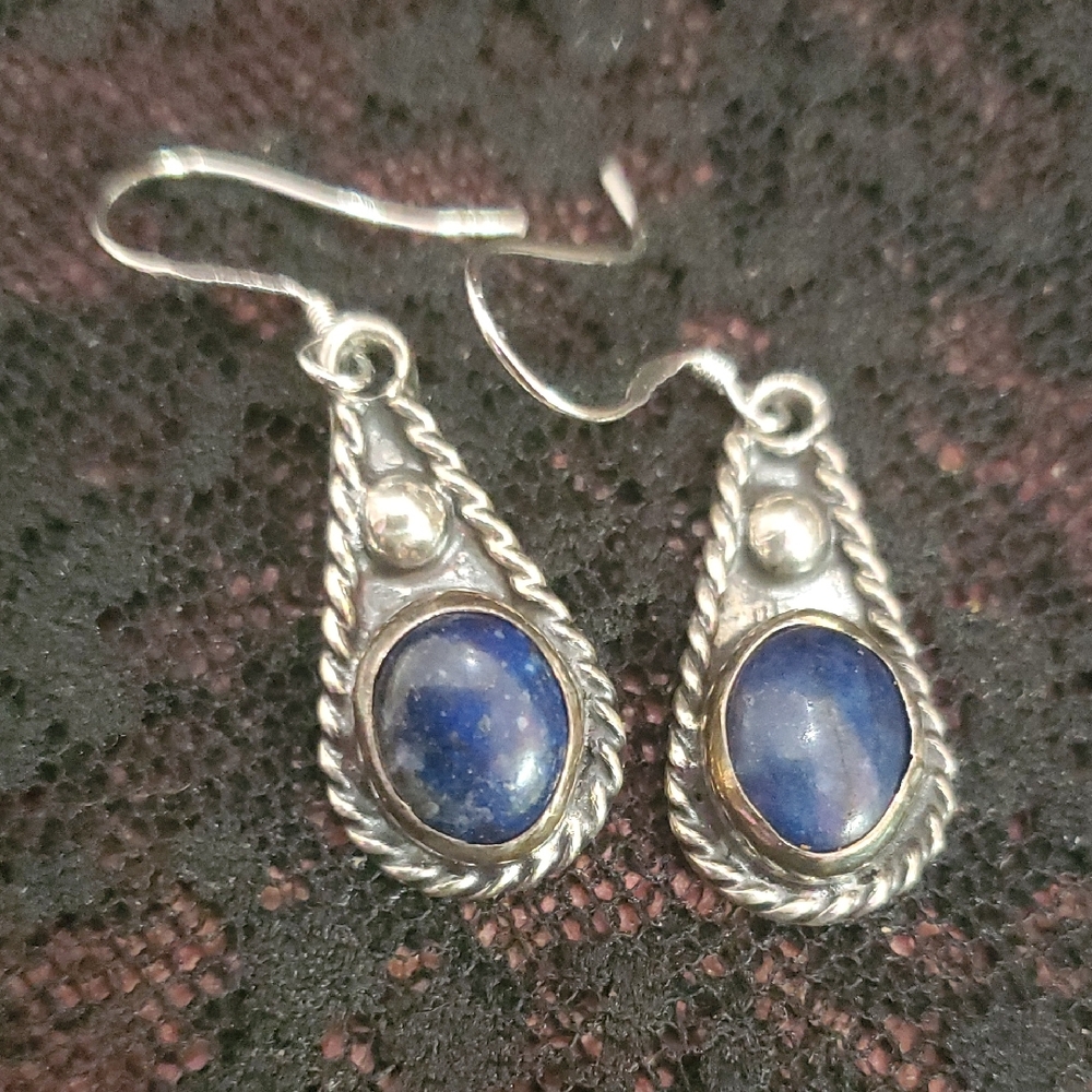 Sterling Silver and Blue Stone Earrings DY25